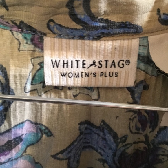 White Stag Sleeveless Button Up Blue and Tan Top - Picture 3 of 5